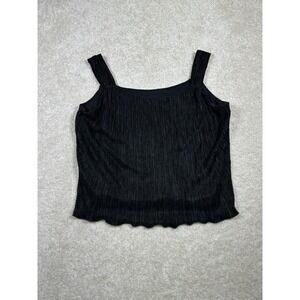Vintage Stanley Scott‎ XL Wide Strap Black Sleeveless Top Corporate Goth Witchy